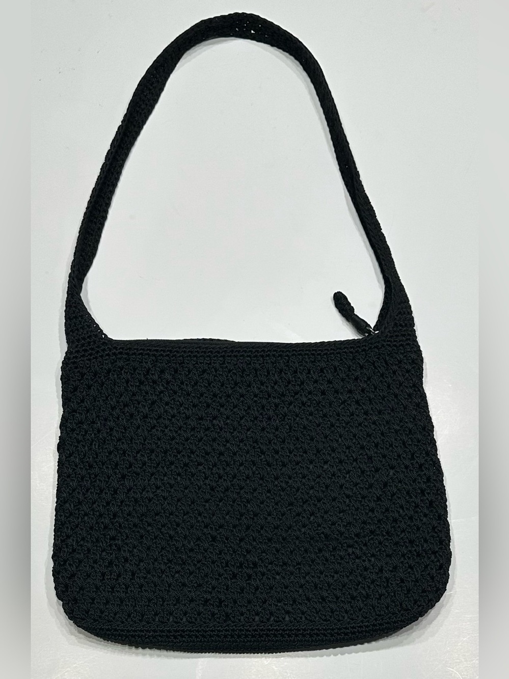 THE SAK Black Classic Crochet Long Crossbody Strap Shoulder Handbag Boho - Picture 4 of 16